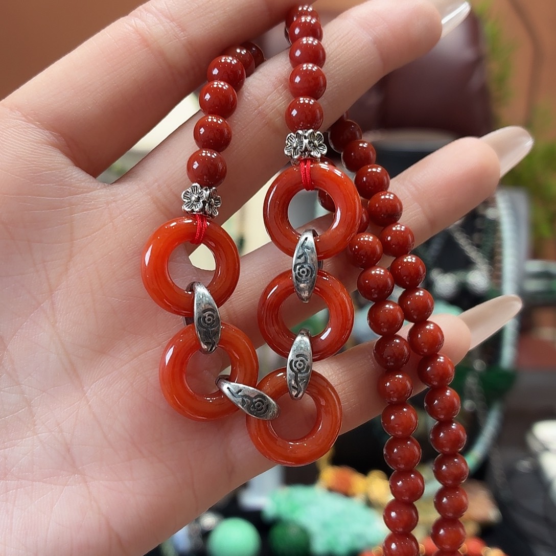 翡翠未镶嵌耳饰项链