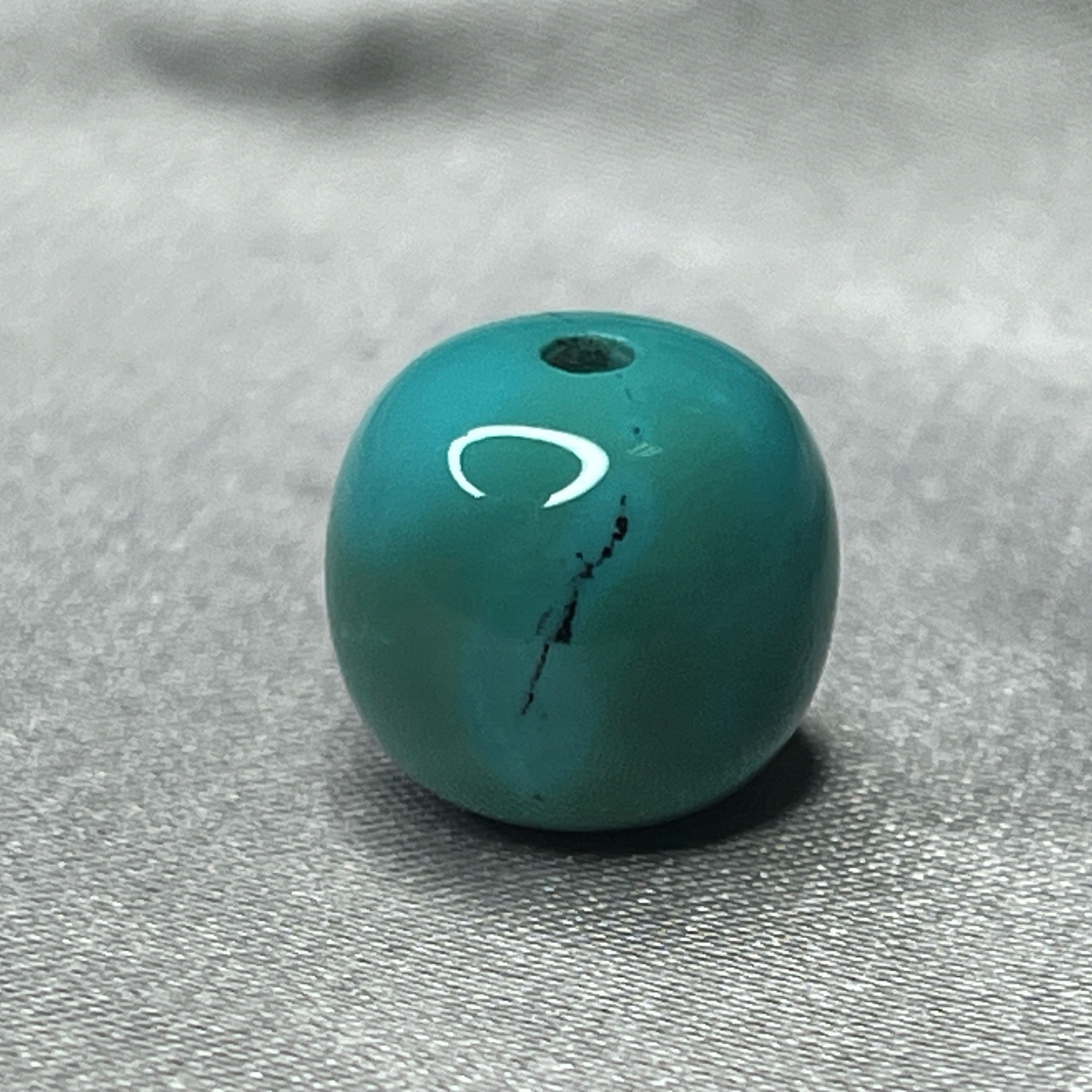 绿松老型单珠，尺寸11.8x10.8mm重2.46克