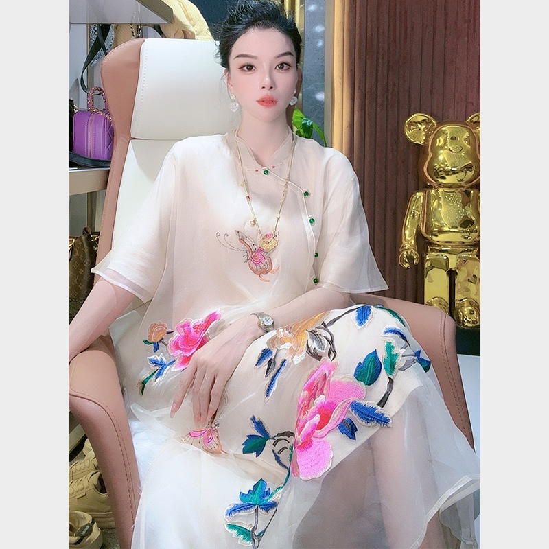 宸嫚三C娘娘3159【盛唐牡丹】新中式国风时尚绣花女装连衣裙
