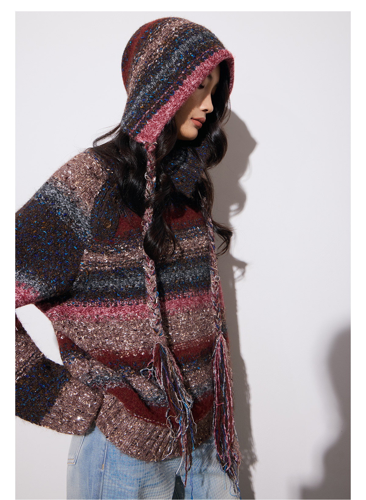 KELLY TINA费尔岛星河圣诞复古多彩花美拉德毛衣女宽松套头上衣