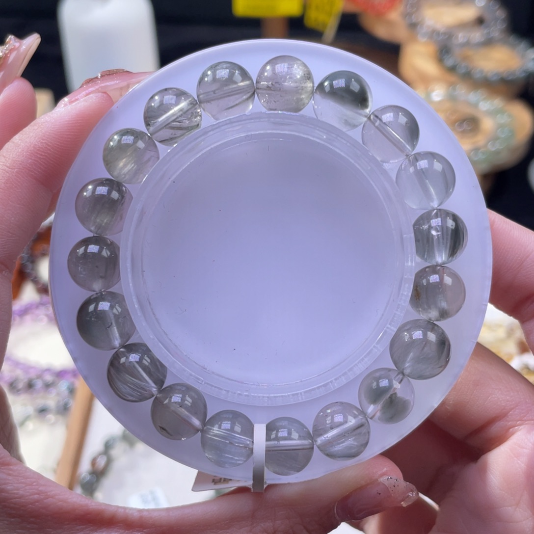 水晶手串未镶嵌灰兔毛