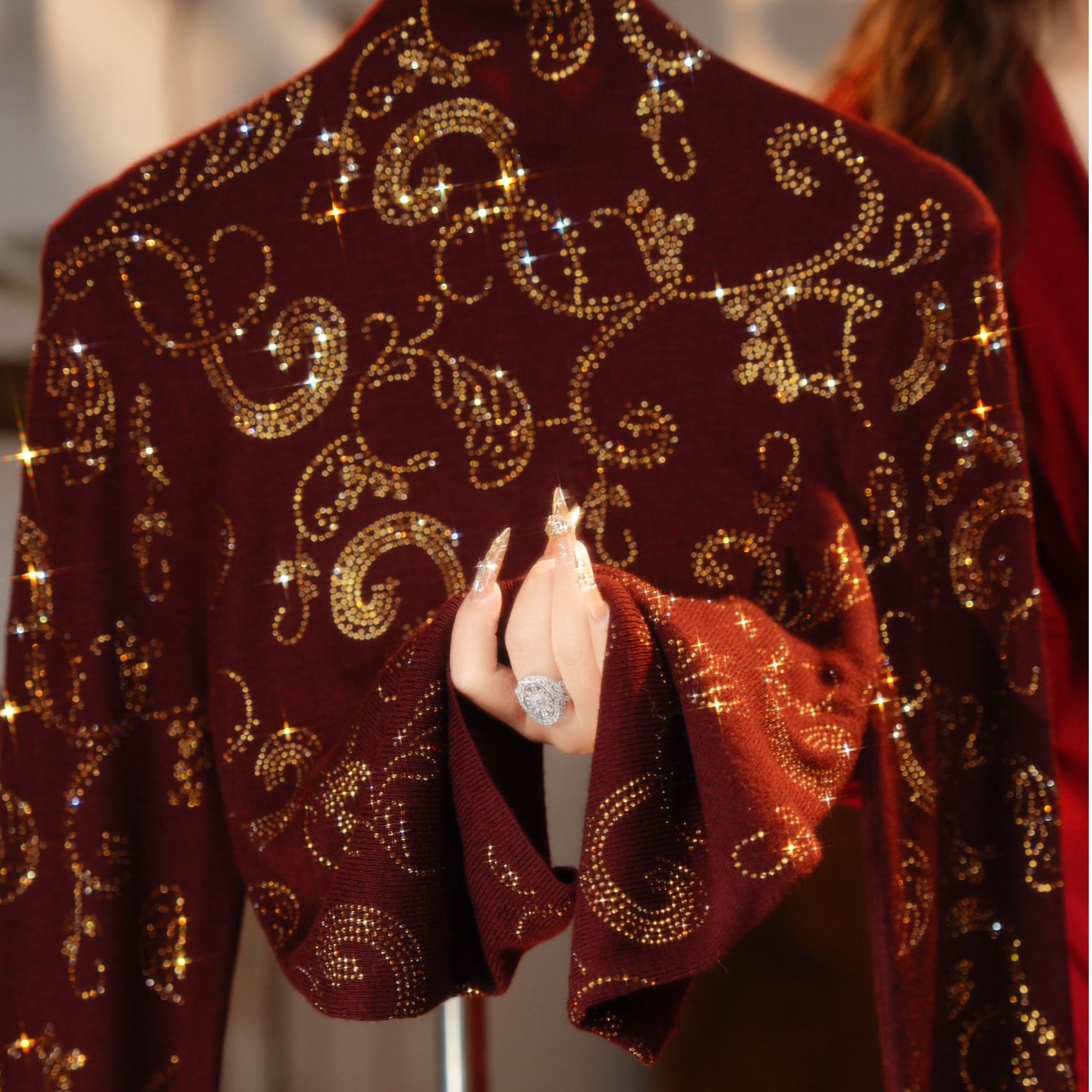 2280-天天（繁花织锦)2025新款百搭高领烫钻重工气质时尚打底衫