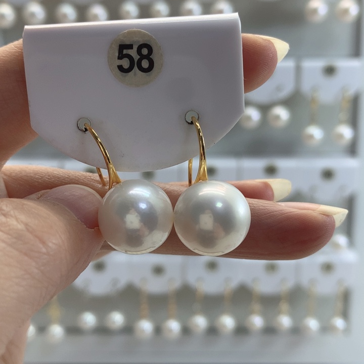 淡水珍珠耳饰银S925镶嵌戒*