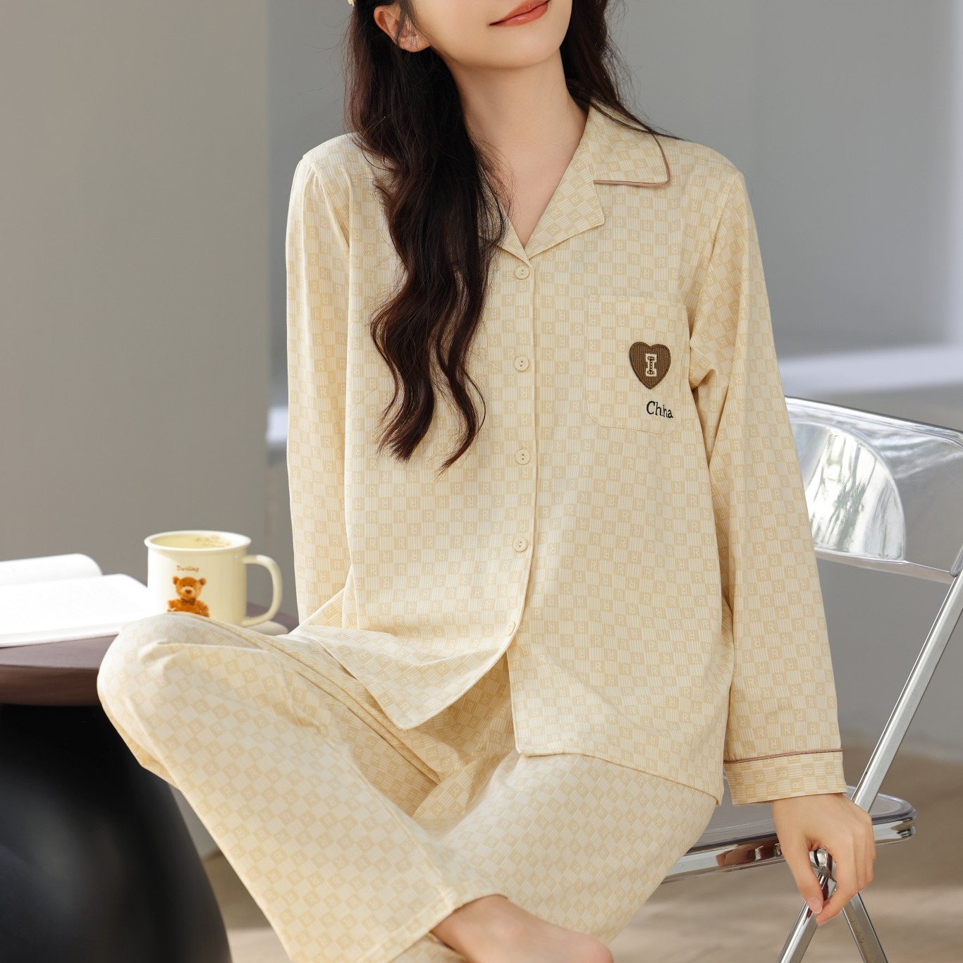 女士棉开衫家居服套装903663