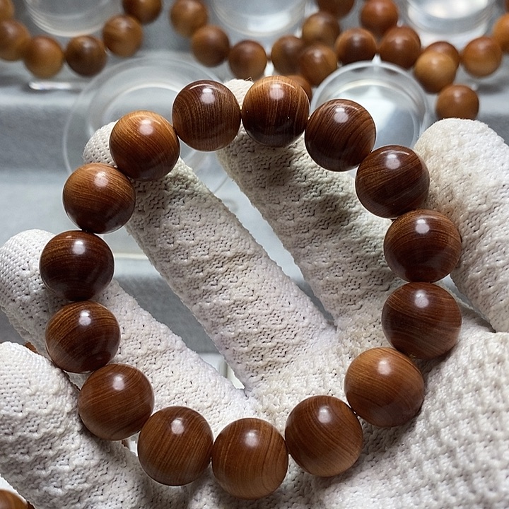 柏木手串/手链小**记焦黄粉黑油1.5