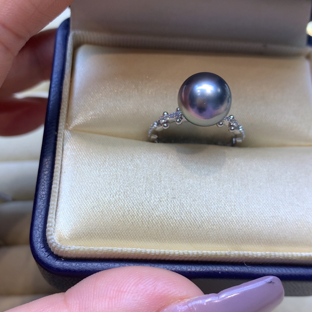 银S925镶嵌戒指海水珍珠