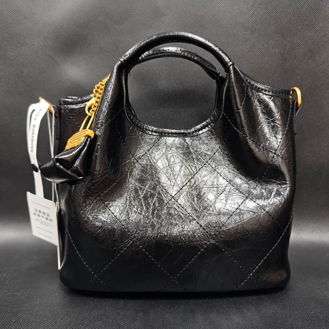 SMVP 高定奢品 时尚潮流真皮新款女包 0632 黑色乡篮 手抓