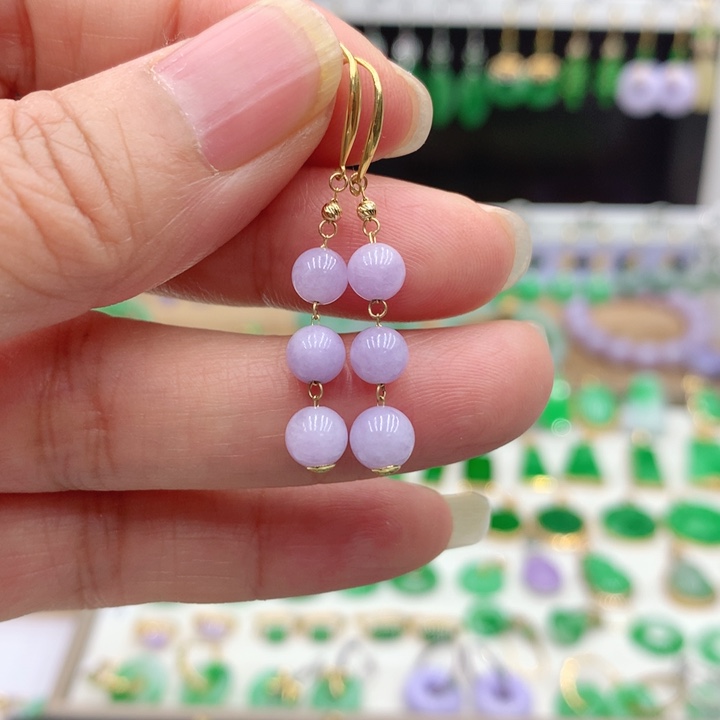 翡翠18K金镶嵌耳饰