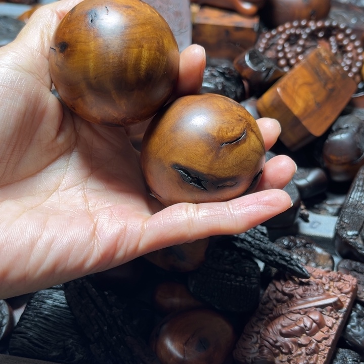 木詹****s雷击枣木手球一对