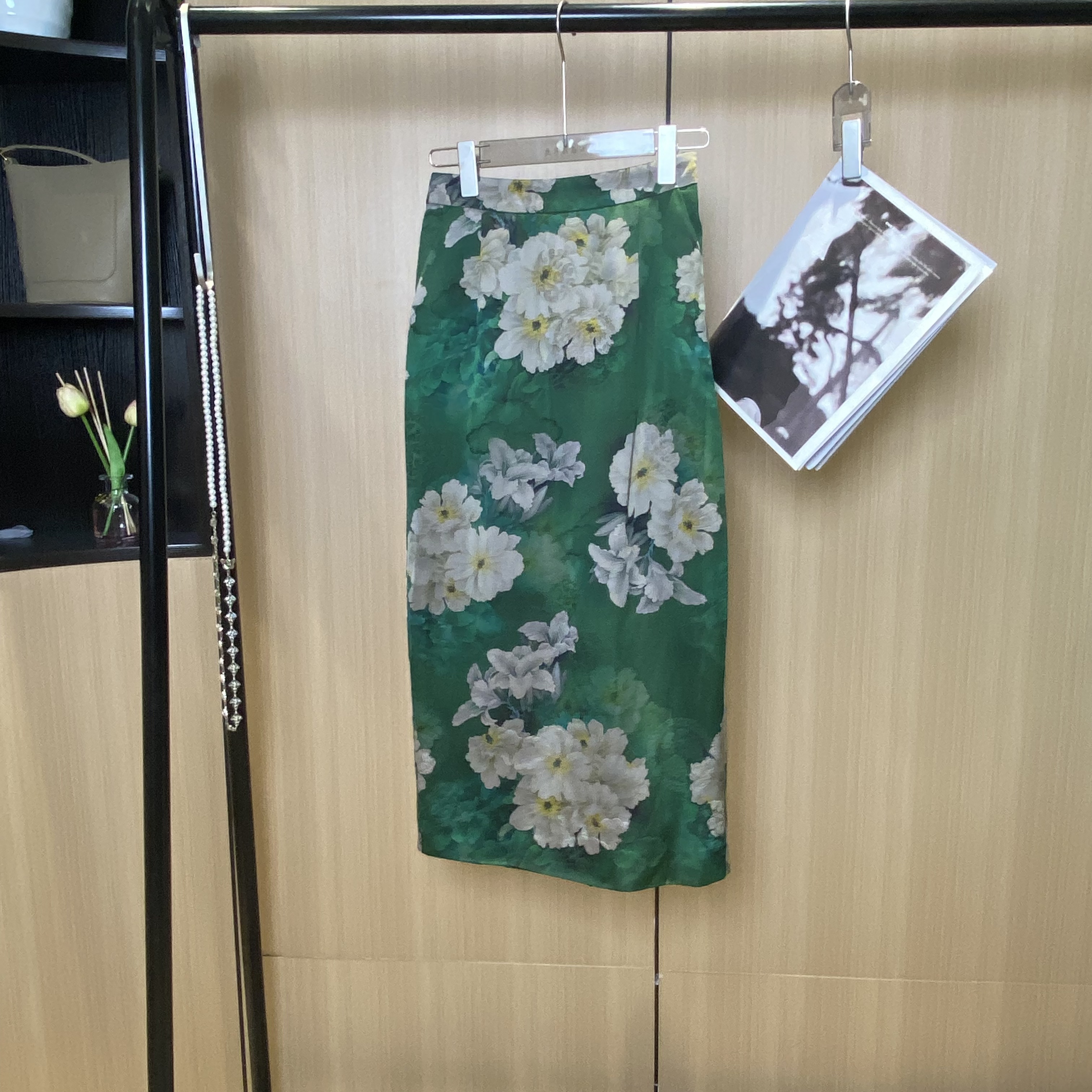 【燕子在南油】国风修身秋冬款斜带口袋夹棉直筒半身裙1530