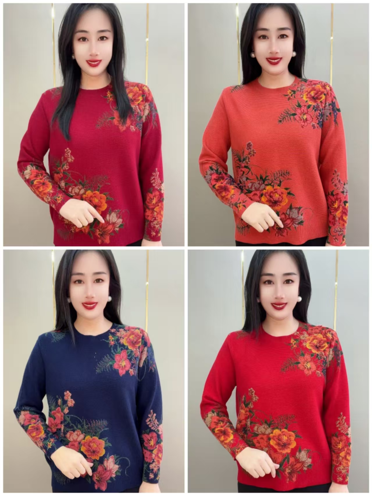 506款定位大牡丹花针织套头衫