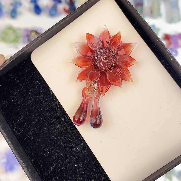 颈饰玻璃向日葵莲花吊坠