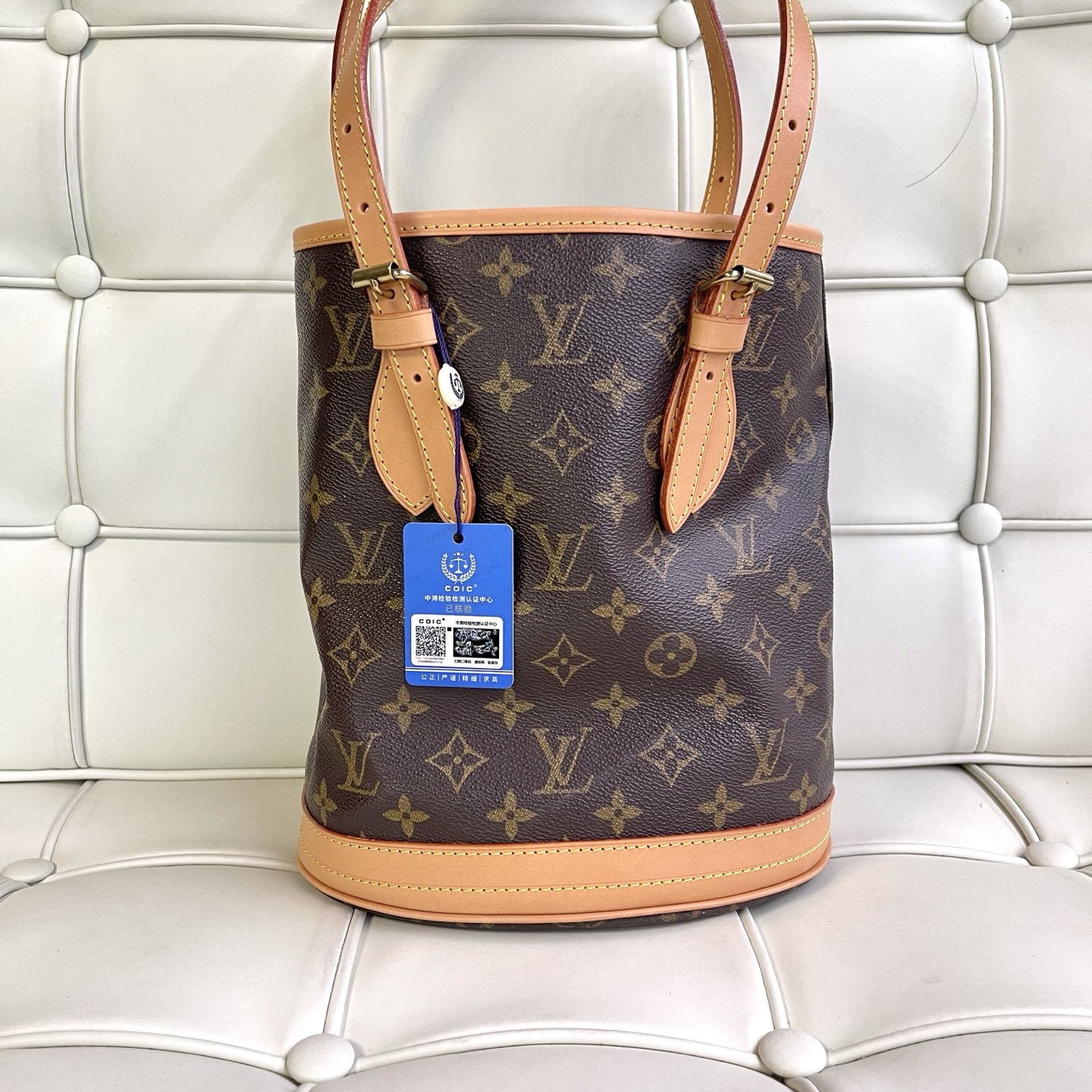 95新 LouisVuitton/路易威登 119588 lv老花中古小水桶，换配皮