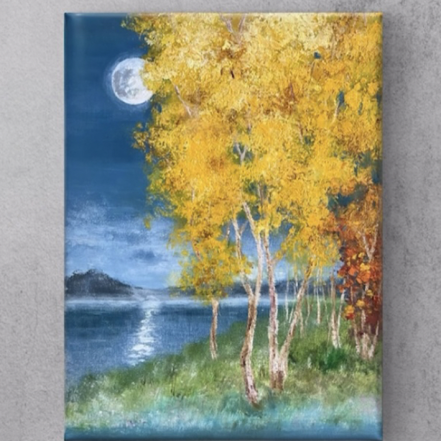 黄金招财树小尺寸手绘油画装饰画30x20
