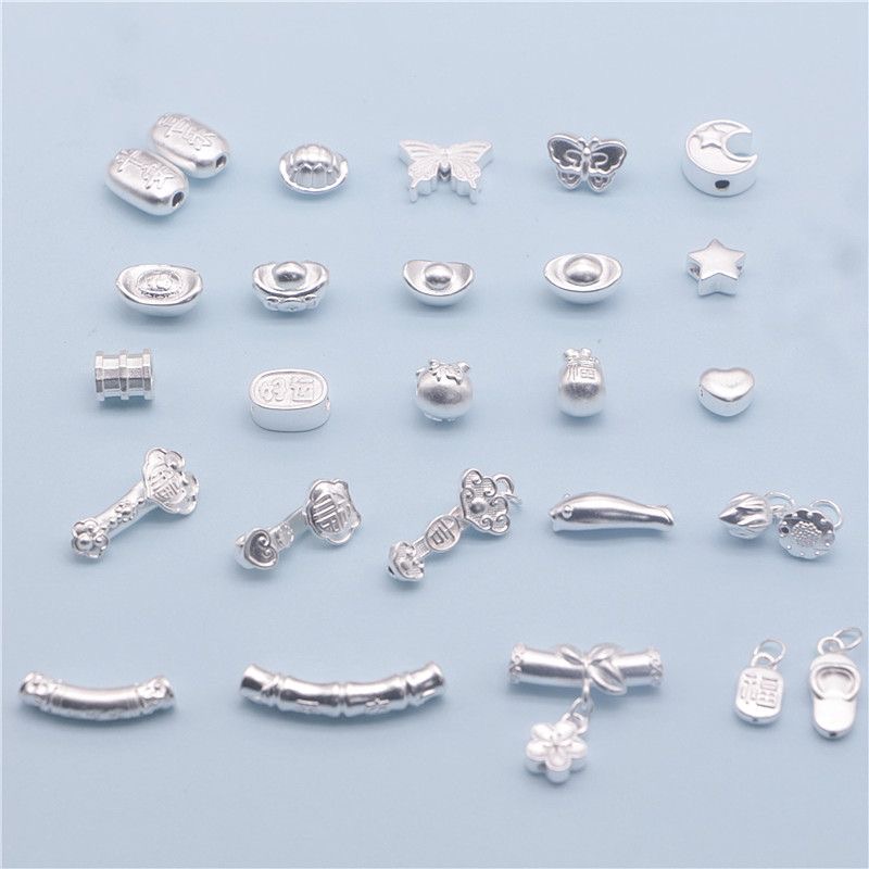 足银银制品 足银编织空心手绳散珠