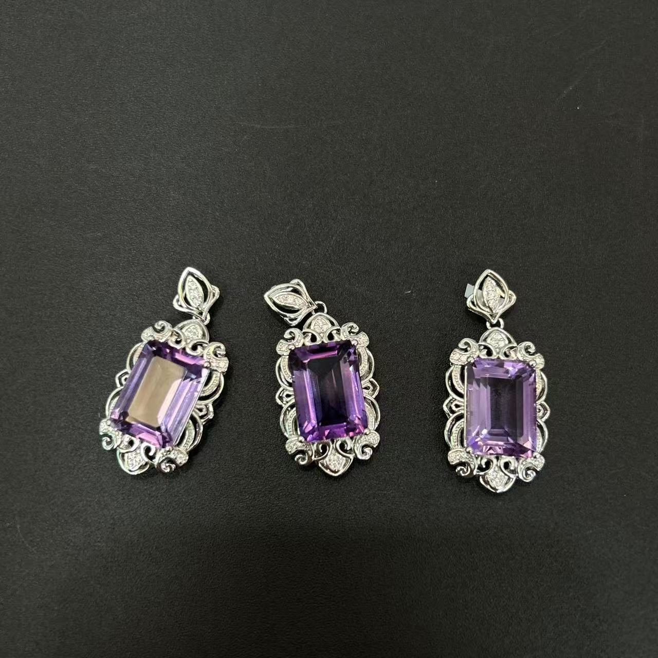 925紫水晶方形吊坠（多样性发一件）