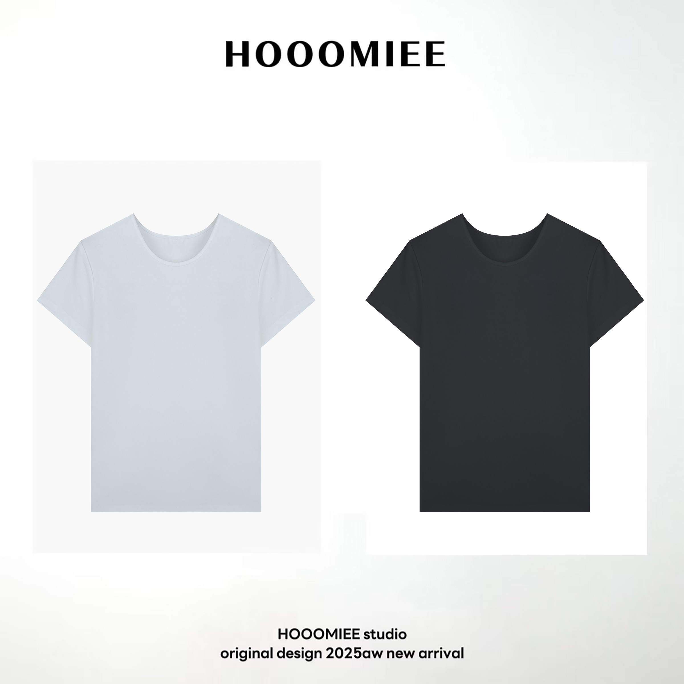 Hooomiee极简纯色日常休闲圆领女士T恤短袖CQ1003