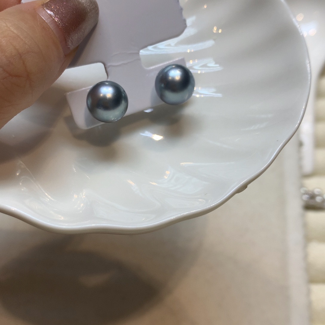 银S925镶嵌海水珍珠耳饰