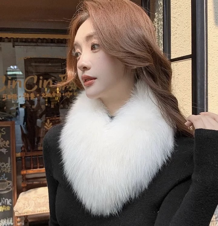 秋冬新款真狐狸毛围巾女百搭加厚保暖毛毛皮草围脖按磁扣毛领子短