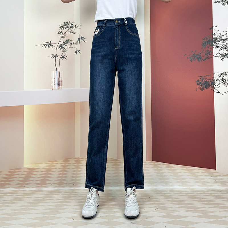 专柜撤柜春秋季女裤新款休闲百搭高腰显瘦直筒裤老爹牛仔裤2106