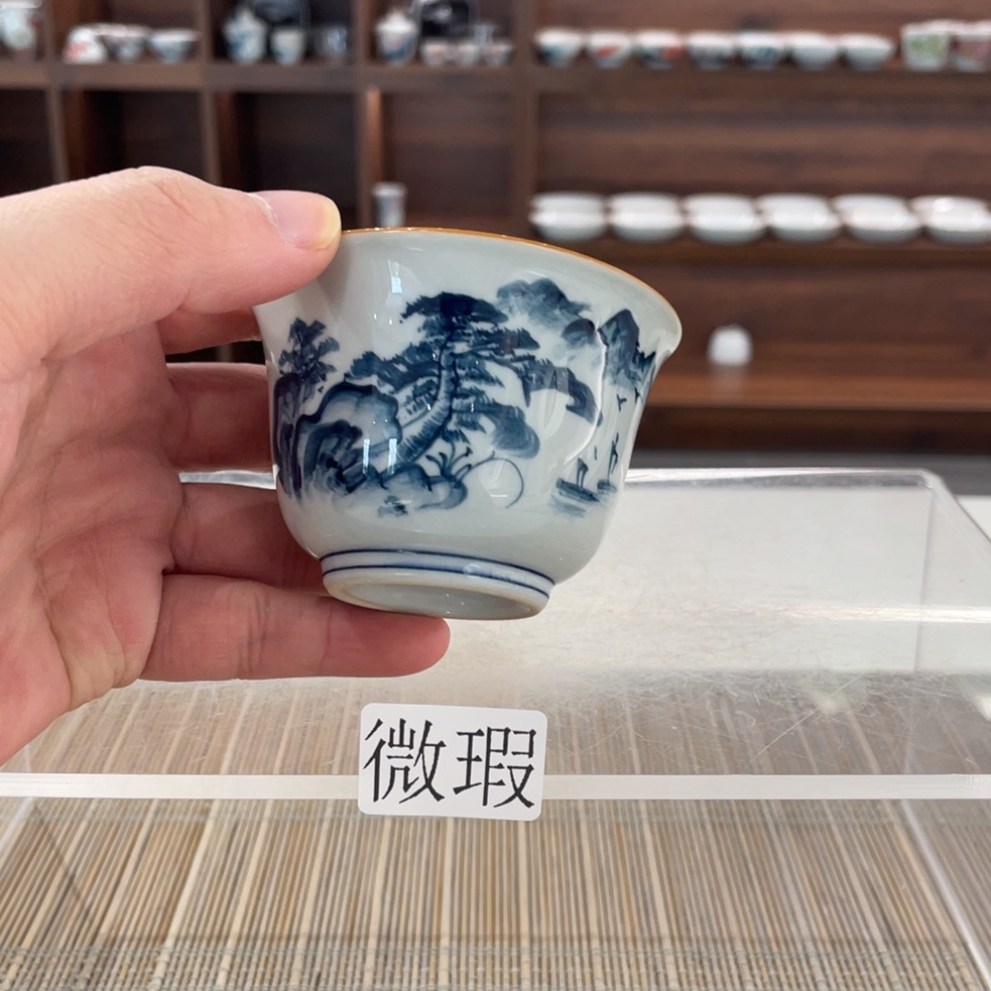 釉下手绘茶具微瑕