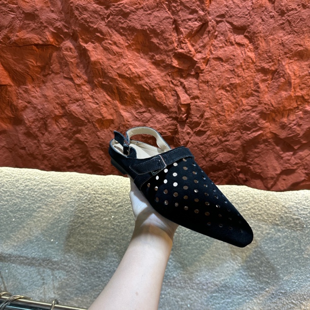 7688-7中跟包头金属装饰胶粘女时装凉鞋复古方头半拖轻熟风