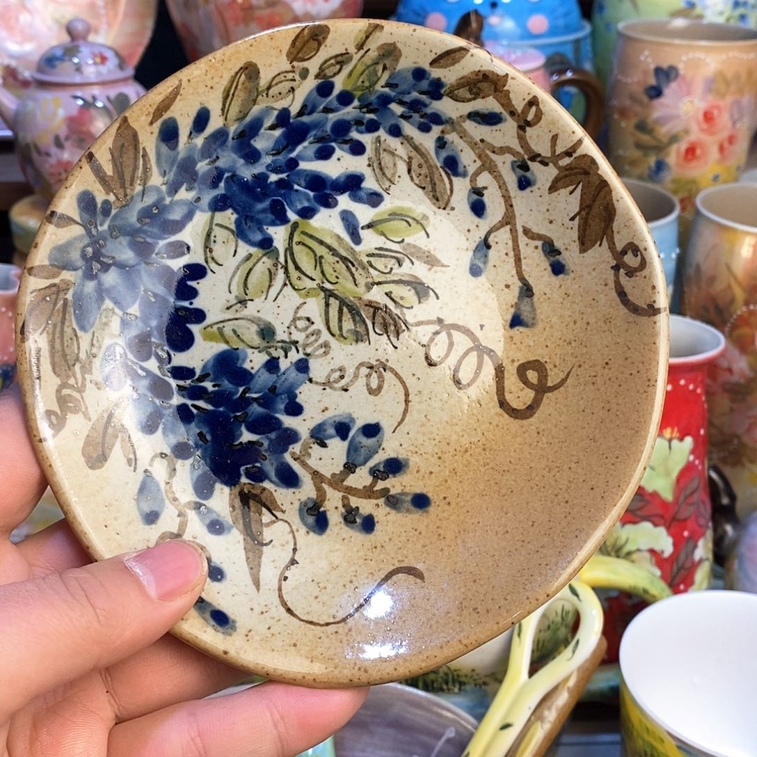 瓷片手绘陶瓷，新年快乐