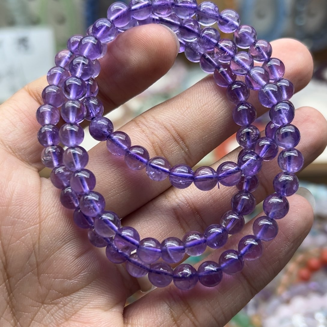 未镶嵌水晶手链紫水晶三圈