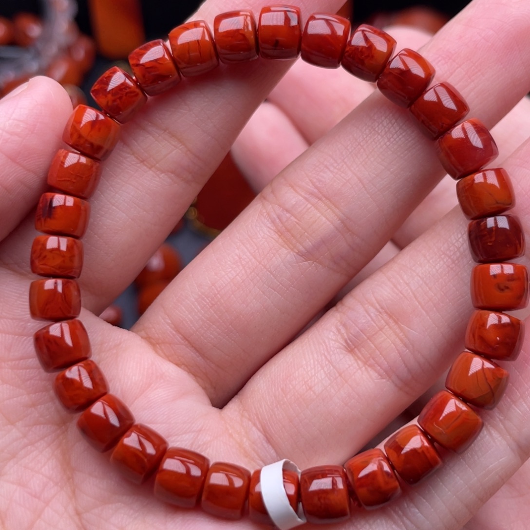 南红玛瑙未镶嵌珠宝奇石单圈7mm