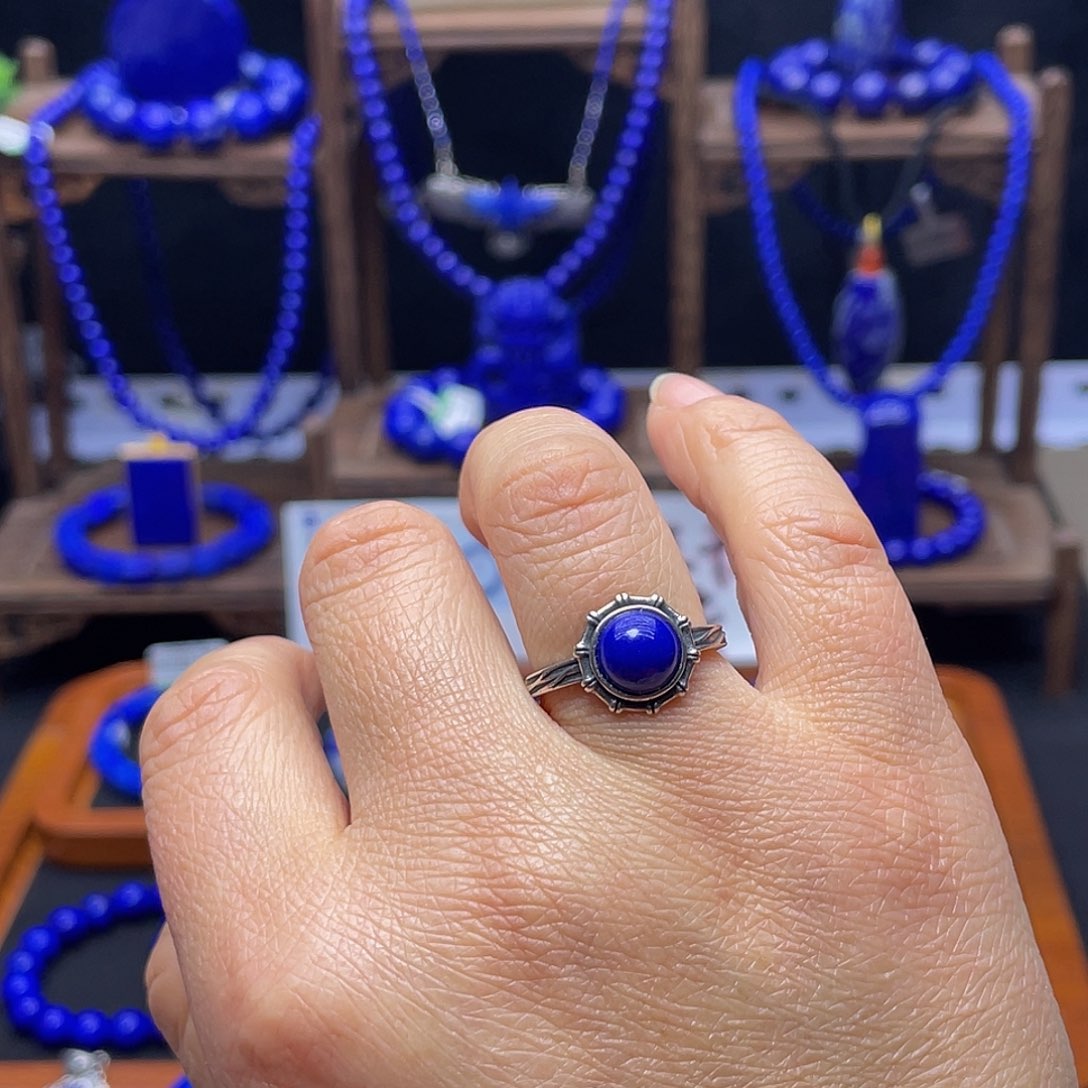 青金石戒指银S925镶嵌