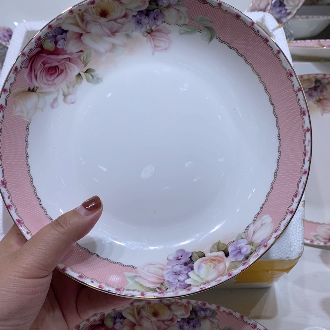 碗8英寸倾城玫瑰盘4个