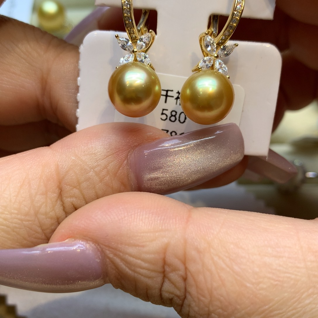 银S925镶嵌耳饰海水珍珠