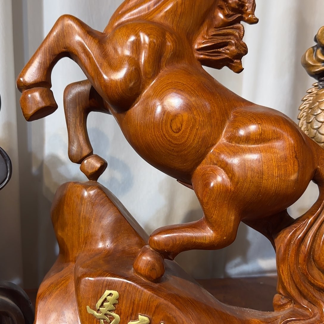 @***港木巴西花梨木马38公分