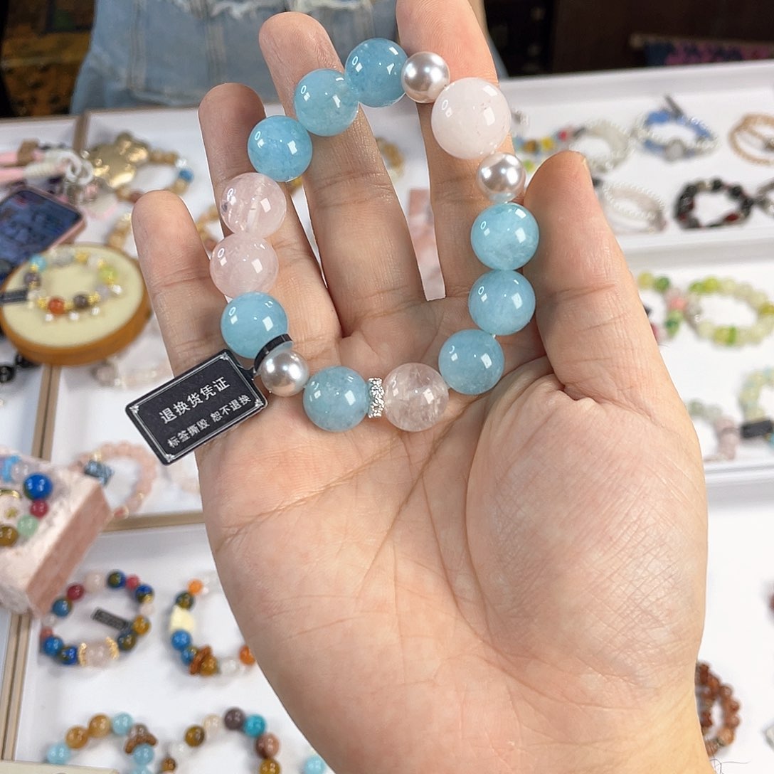 水晶手链银S925镀金镶嵌