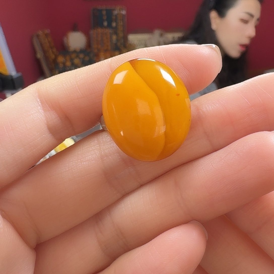 蜜蜡银S925镶嵌耳饰戒指