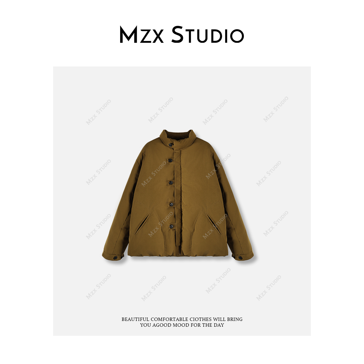 【MZX STUDIO】“老钱风羽绒服”新90白鸭绒立领羽绒服外套YR11688-P