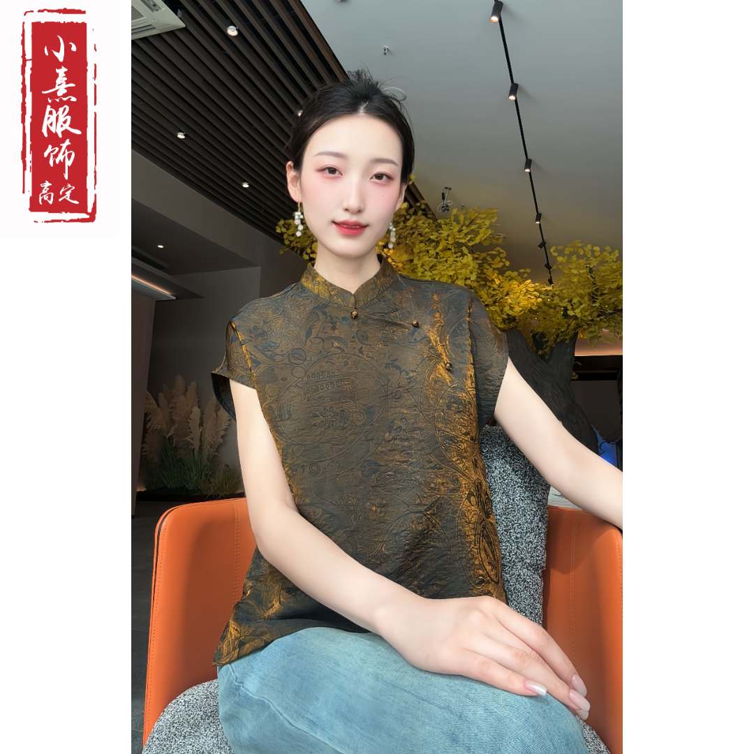 【浮光】夏季2025新款上衣小衫新中式女装国风立领气质短袖衬衫