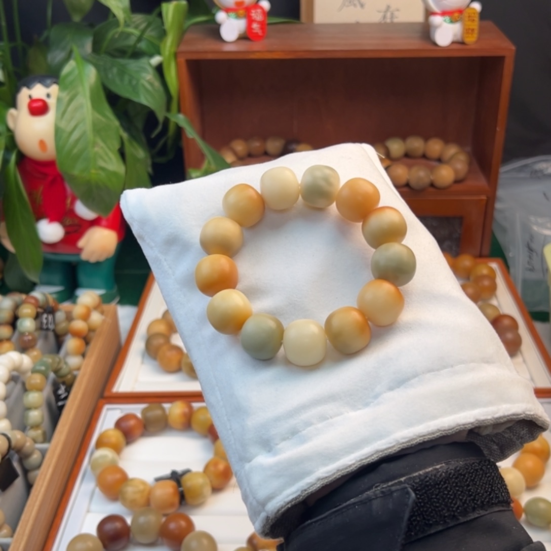 菩提根/象牙果手串卡19干磨溏心色微瑕