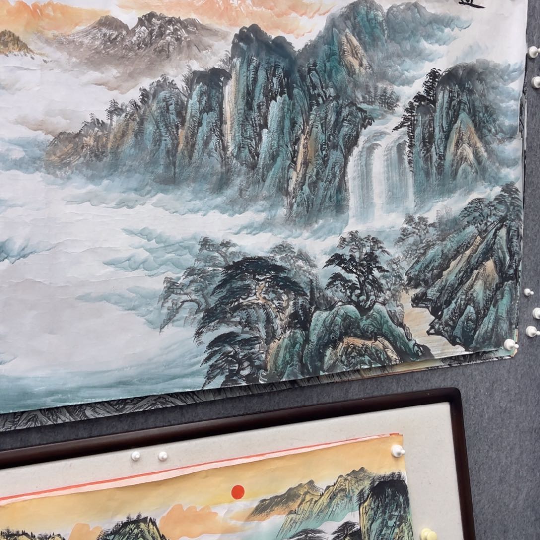 国画?****8八尺迎客松画芯