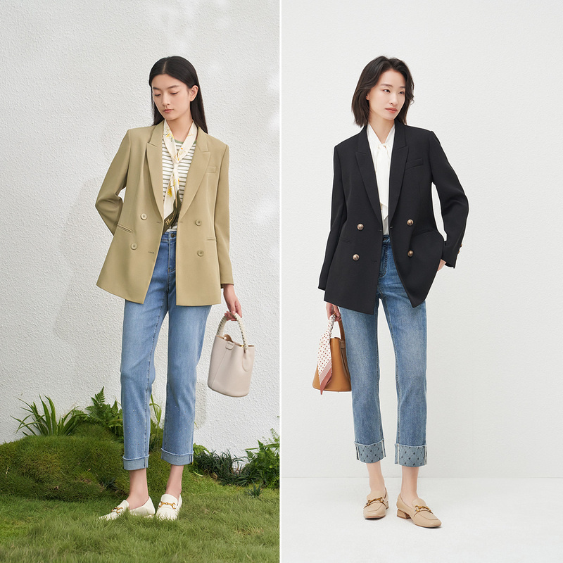 【欧若风】春秋气质小个子时尚休闲职业通勤设计感西装外套EA00894E
