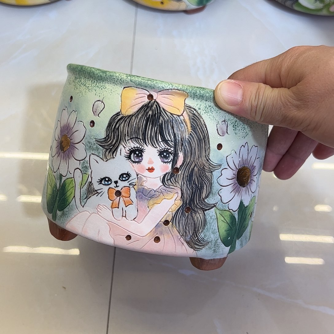 景德镇陶瓷花盆口12高11