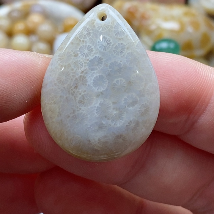 硅化珊瑚（珊瑚玉）颈饰未镶嵌小d吊坠