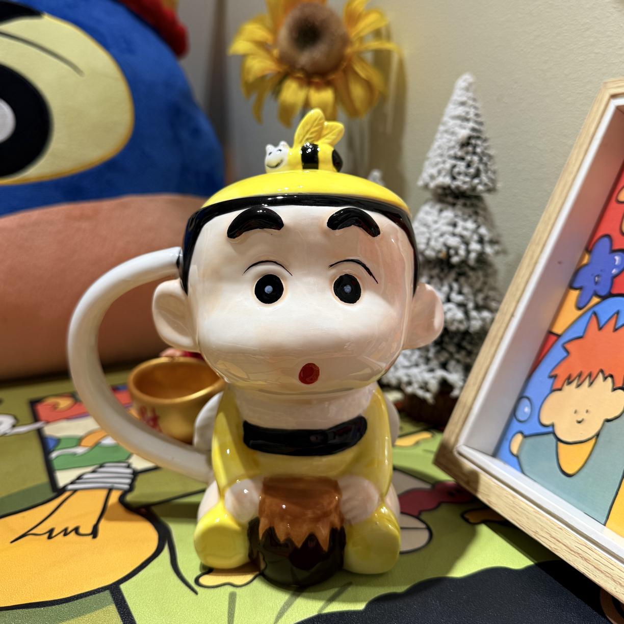 网红卡通新款陶瓷蜡笔小新水杯宿舍家用陶瓷咖啡牛奶杯摆件茶杯