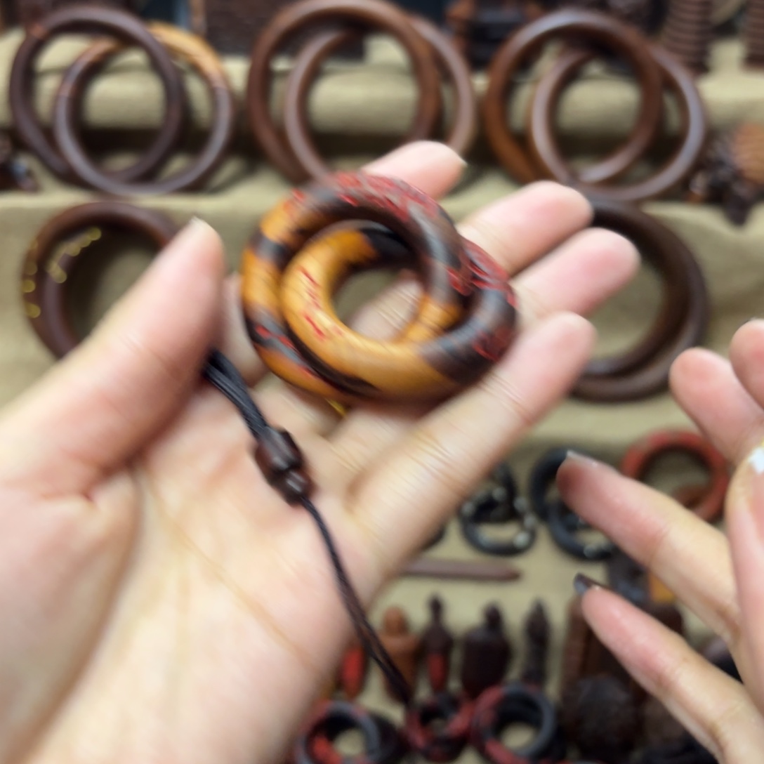 美***洋桃木雷桃乾坤圈内径2.5手刻填砂