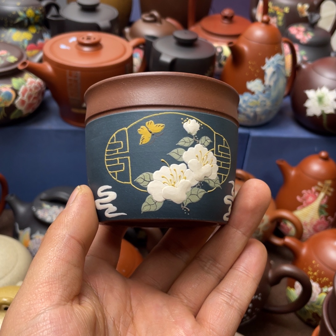 红泥茶杯紫砂主人杯140cc