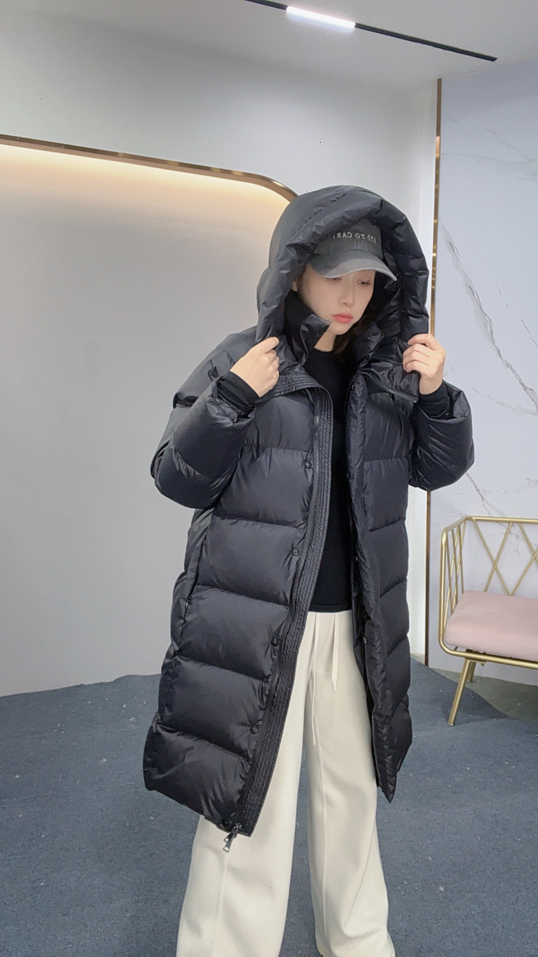 【90鹅绒】加长加厚连帽鹅绒服 918