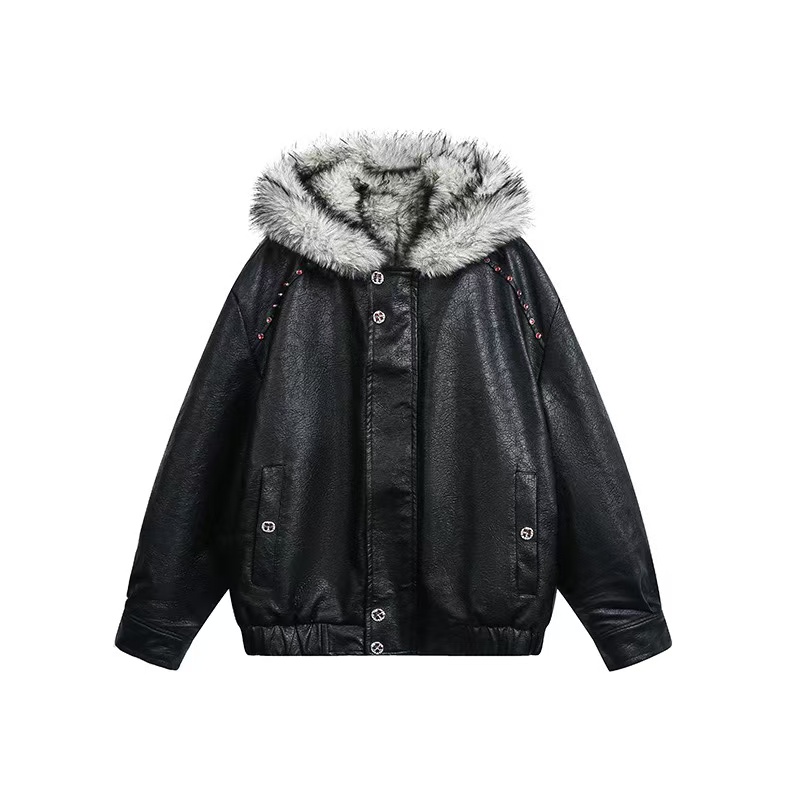 冬季【美式连帽座山雕】加绒加厚保暖重磅毛领狼王男女宽松外套棉衣