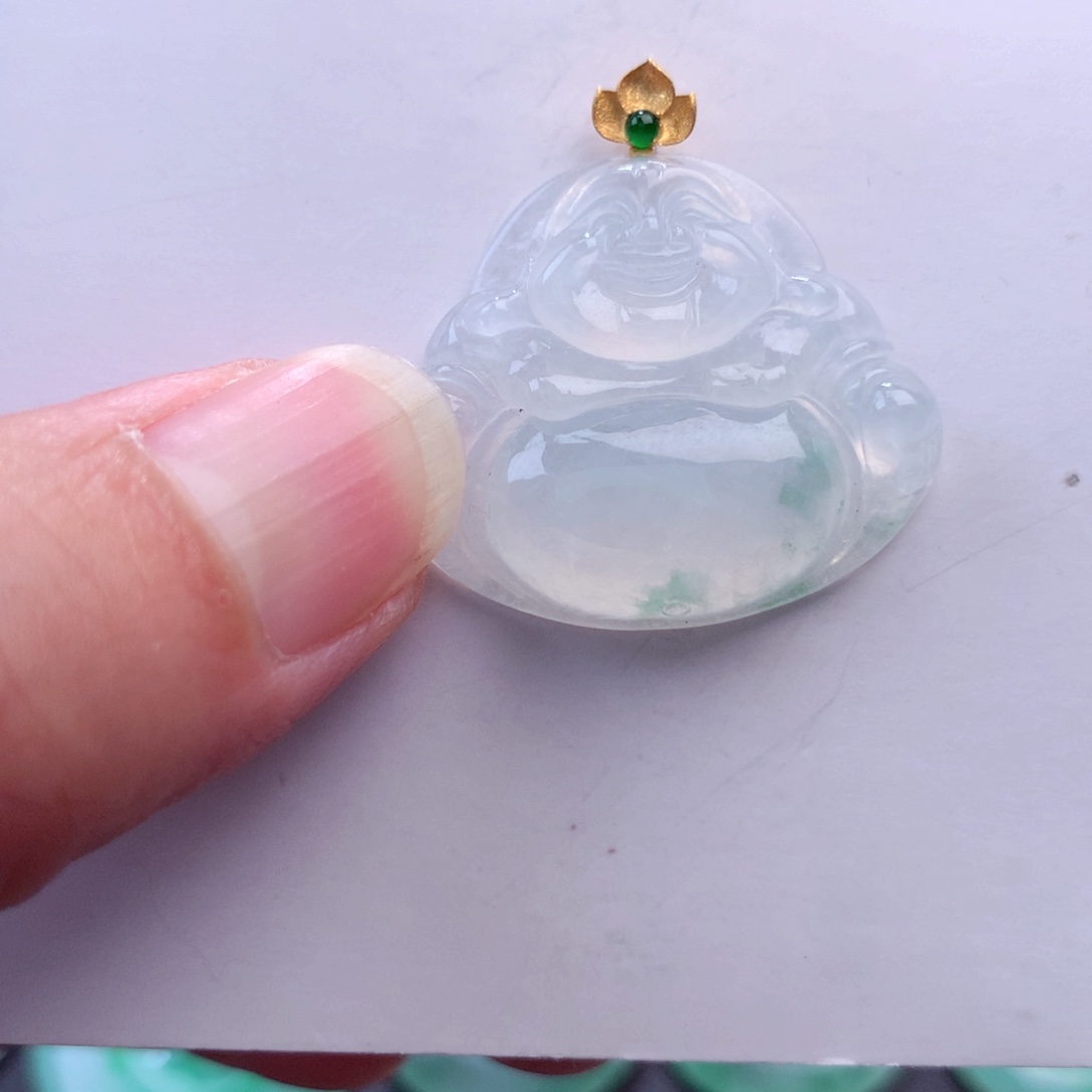 翡翠吊坠(不含链)18K金镶嵌