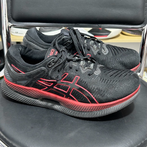 42.5码Asics/亚瑟士 Metaride 跑鞋 黑红二手正品