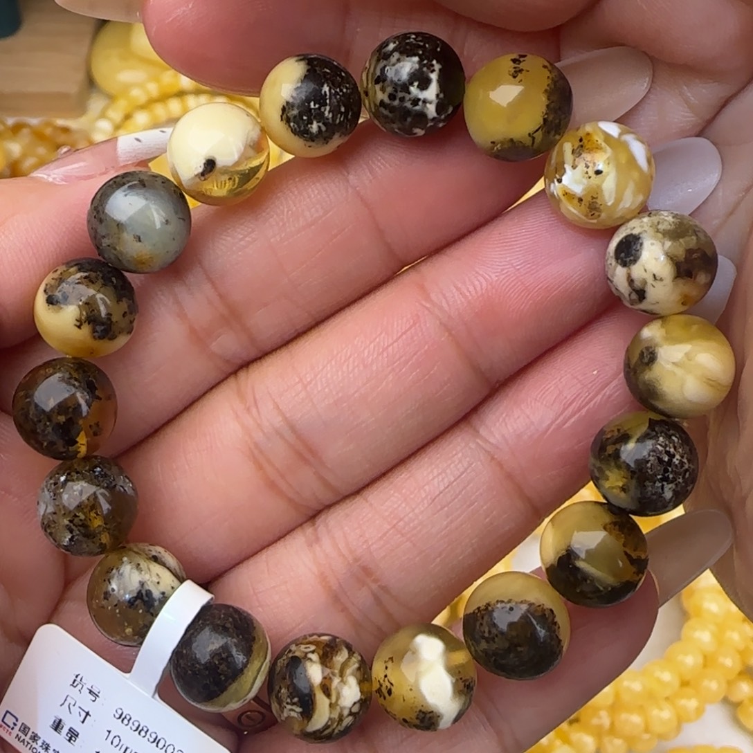 蜜蜡未镶嵌手链奥利奥圆珠手串